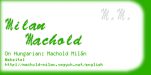 milan machold business card
